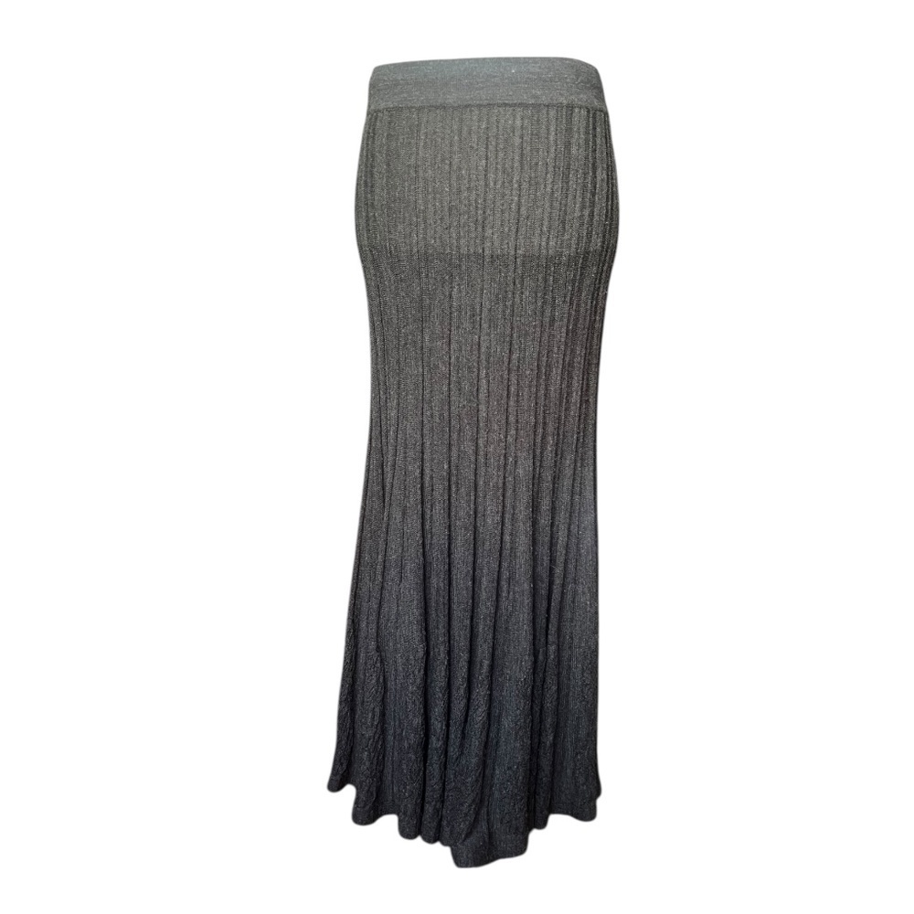 Vintage Y2K Textured Gray Wool-Blend Skirt Large